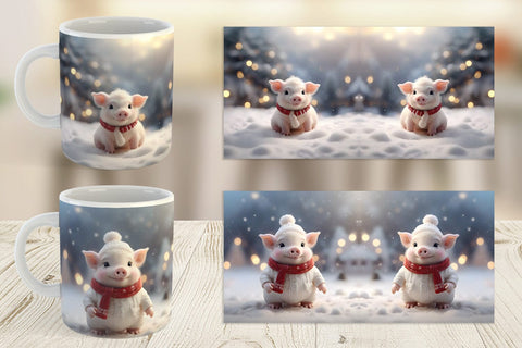 Mug Wrap Pig Christmas Sublimation artnoy 