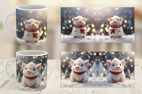 Mug Wrap Pig Christmas Sublimation artnoy 
