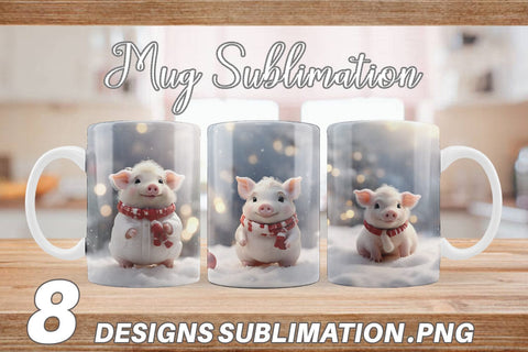 Mug Wrap Pig Christmas Sublimation artnoy 