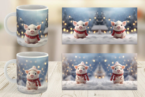 Mug Wrap Pig Christmas Sublimation artnoy 