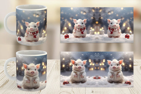 Mug Wrap Pig Christmas Sublimation artnoy 