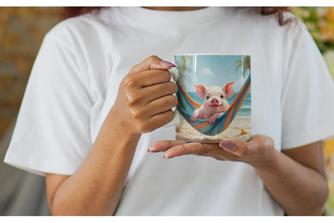 Mug Wrap Pig in Summer Hammock Sublimation artnoy 