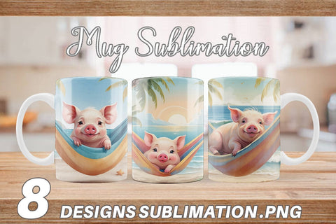 Mug Wrap Pig in Summer Hammock Sublimation artnoy 