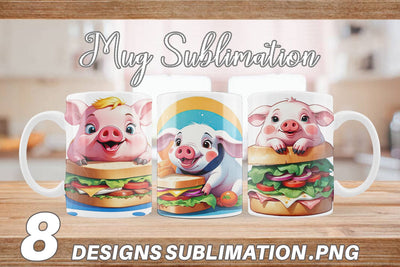 Mug wrap Pig with Sandwich Sublimation artnoy 