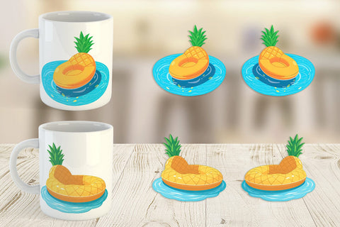 Mug Wrap Pineapple Float Sublimation artnoy 