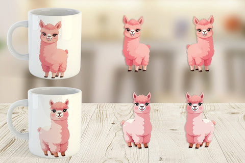 Mug Wrap Pink Alpaca Valentine Sublimation artnoy 
