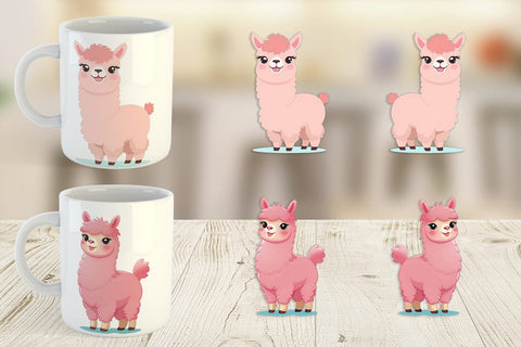 Mug Wrap Pink Alpaca Valentine Sublimation artnoy 