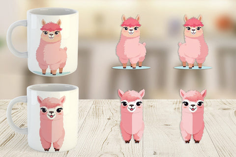 Mug Wrap Pink Alpaca Valentine Sublimation artnoy 