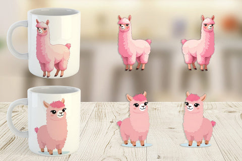Mug Wrap Pink Alpaca Valentine Sublimation artnoy 