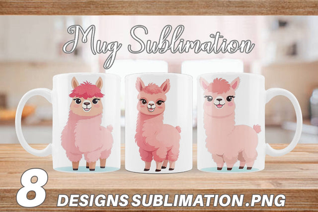 Mug Wrap Pink Alpaca Valentine Sublimation artnoy 