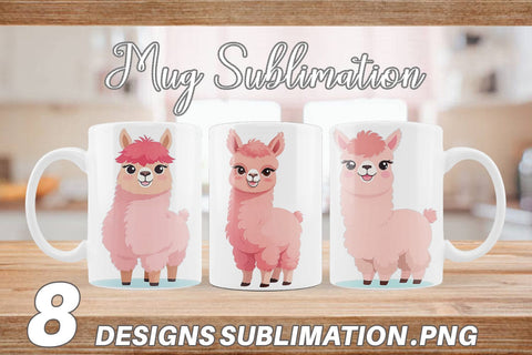 Mug Wrap Pink Alpaca Valentine Sublimation artnoy 