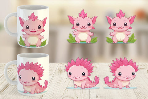 Mug Wrap Pink Axolotl Valentine Sublimation artnoy 