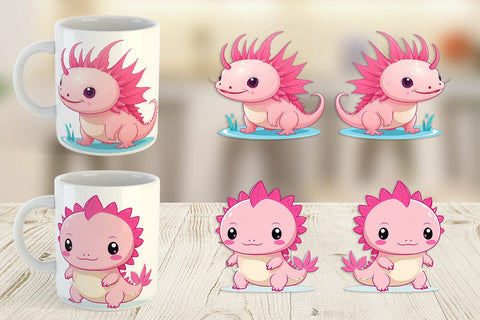 Mug Wrap Pink Axolotl Valentine Sublimation artnoy 