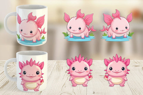 Mug Wrap Pink Axolotl Valentine Sublimation artnoy 