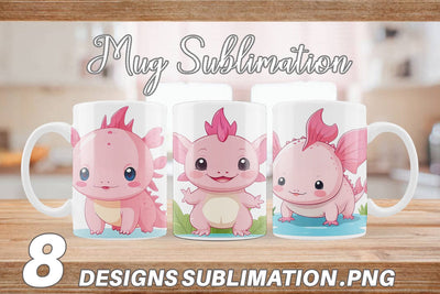 Mug Wrap Pink Axolotl Valentine Sublimation artnoy 