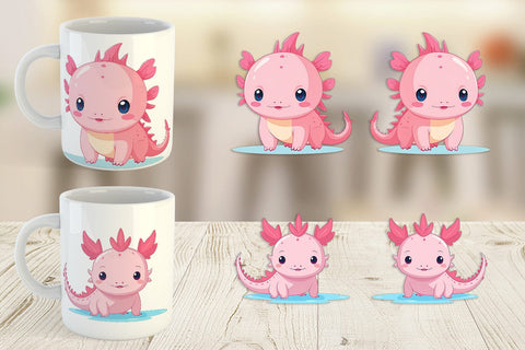 Mug Wrap Pink Axolotl Valentine Sublimation artnoy 