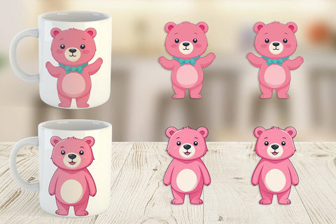 Mug Wrap Pink Bear Valentine Sublimation artnoy 