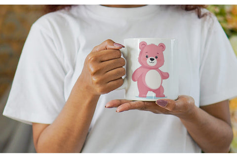 Mug Wrap Pink Bear Valentine Sublimation artnoy 