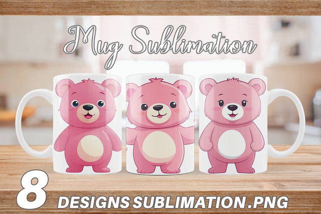 Mug Wrap Pink Bear Valentine Sublimation artnoy 