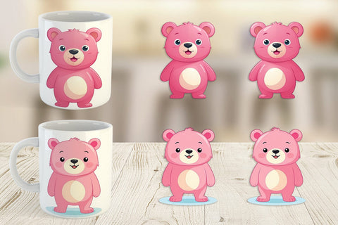 Mug Wrap Pink Bear Valentine Sublimation artnoy 