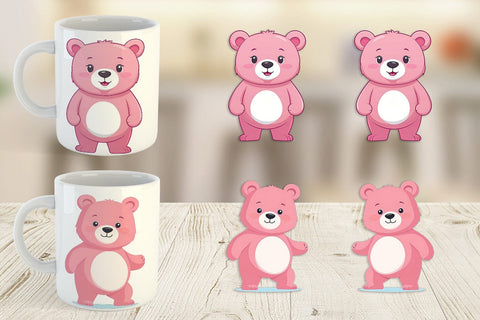 Mug Wrap Pink Bear Valentine Sublimation artnoy 