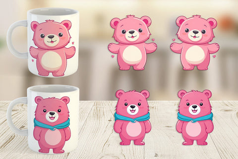 Mug Wrap Pink Bear Valentine Sublimation artnoy 