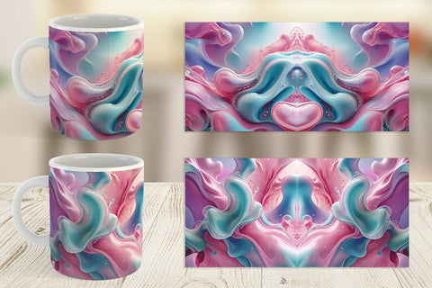 Mug Wrap Pink Blue Fluid Wave Sublimation artnoy 