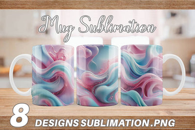 Mug Wrap Pink Blue Fluid Wave Sublimation artnoy 