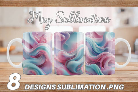 Mug Wrap Pink Blue Fluid Wave Sublimation artnoy 