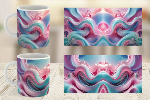 Mug Wrap Pink Blue Fluid Wave Sublimation artnoy 