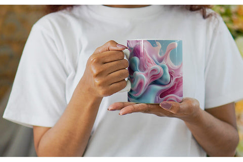 Mug Wrap Pink Blue Fluid Wave Sublimation artnoy 