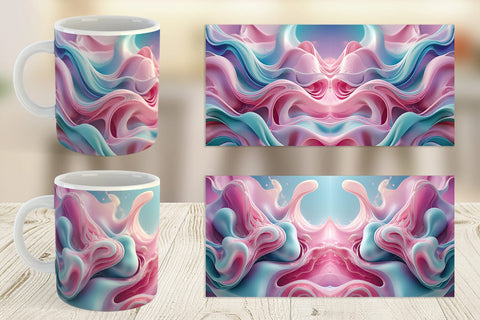 Mug Wrap Pink Blue Fluid Wave Sublimation artnoy 