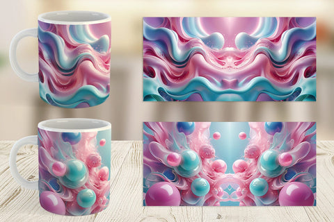 Mug Wrap Pink Blue Fluid Wave Sublimation artnoy 