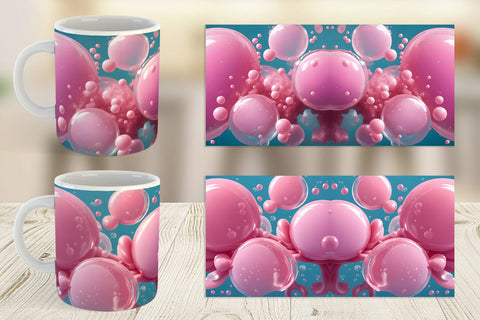 Mug Wrap Pink Bubbles Water Sublimation artnoy 