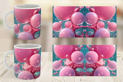 Mug Wrap Pink Bubbles Water Sublimation artnoy 