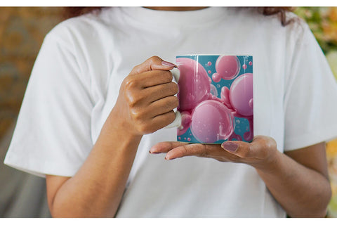 Mug Wrap Pink Bubbles Water Sublimation artnoy 