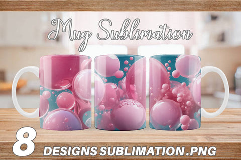 Mug Wrap Pink Bubbles Water Sublimation artnoy 