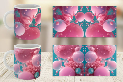 Mug Wrap Pink Bubbles Water Sublimation artnoy 