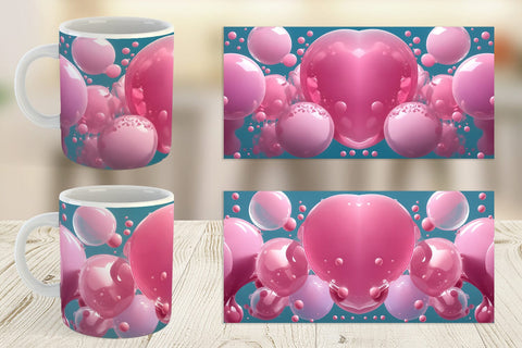 Mug Wrap Pink Bubbles Water Sublimation artnoy 