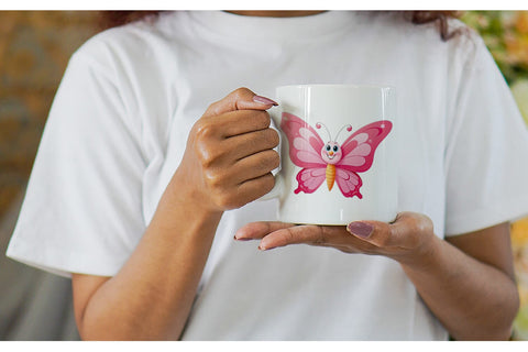 Mug Wrap Pink Butterfly Valentine Sublimation artnoy 