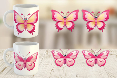 Mug Wrap Pink Butterfly Valentine Sublimation artnoy 