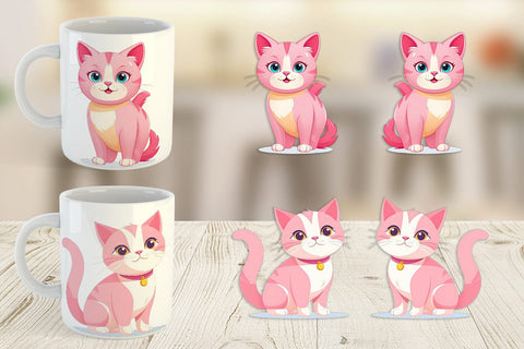 Mug Wrap Pink Cat Valentine Sublimation artnoy 
