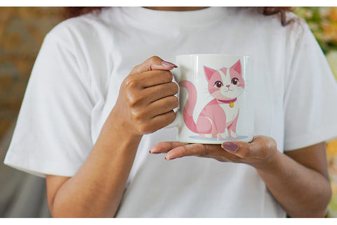Mug Wrap Pink Cat Valentine Sublimation artnoy 