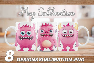 Mug Wrap Pink Classic Monster Valentine Sublimation artnoy 