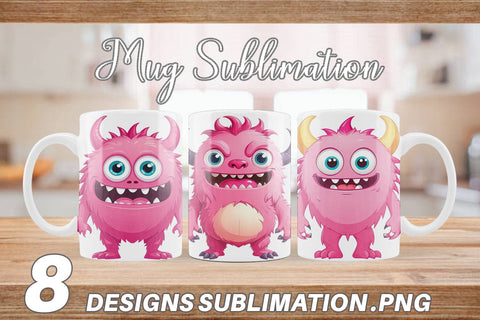 Mug Wrap Pink Classic Monster Valentine Sublimation artnoy 