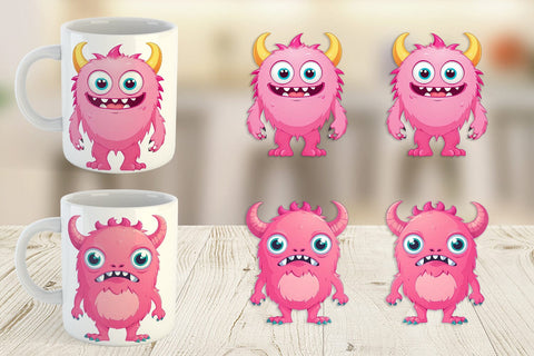Mug Wrap Pink Classic Monster Valentine Sublimation artnoy 