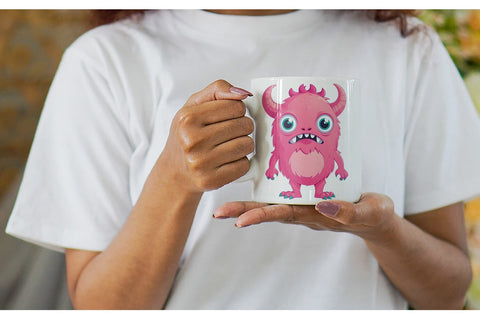 Mug Wrap Pink Classic Monster Valentine Sublimation artnoy 