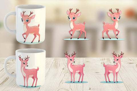 Mug Wrap Pink Deer Valentine Sublimation artnoy 