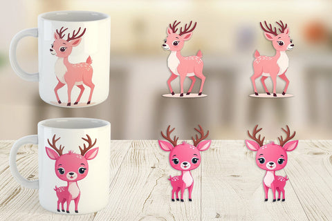 Mug Wrap Pink Deer Valentine Sublimation artnoy 