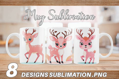 Mug Wrap Pink Deer Valentine Sublimation artnoy 